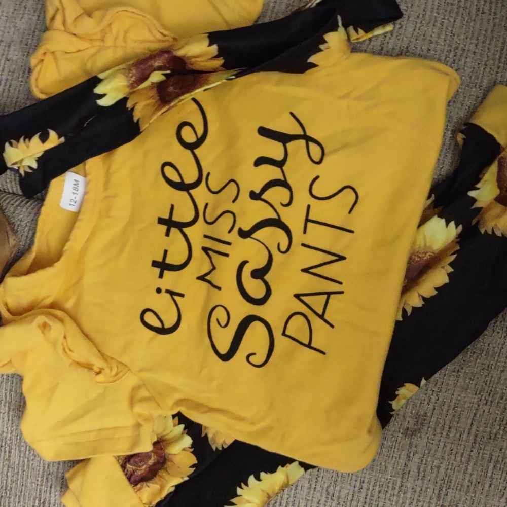 3 piece 12-18 months girls sunflower outfit